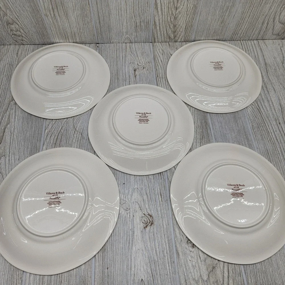 Villeroy & Boch Piccadilly Salad Plates Set of 5 Pink Morning Glory Floral 8.25
